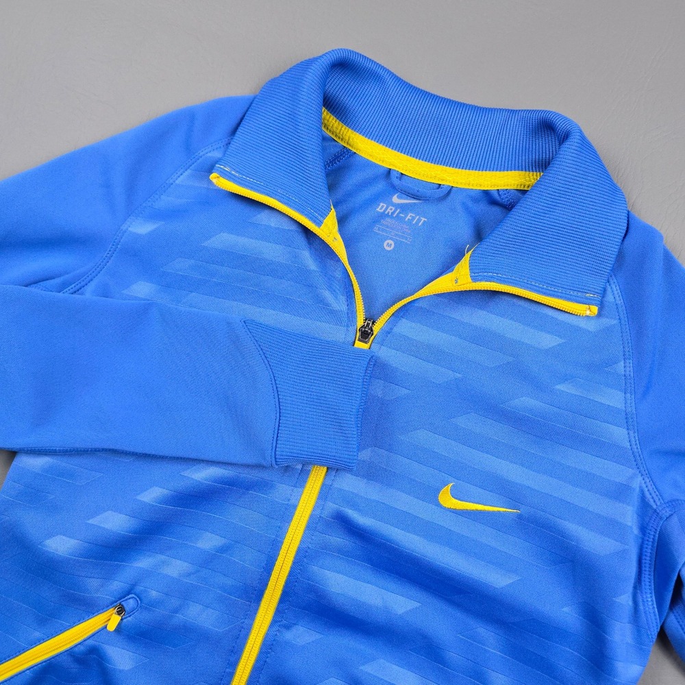 Nike Dri-FIT Womens Livestrong Track Jacket Blue Yellow Full Zip Med 452627-447